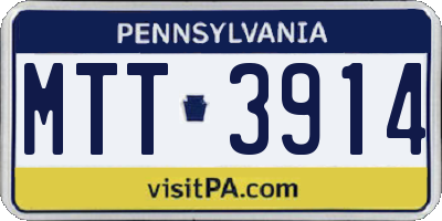 PA license plate MTT3914
