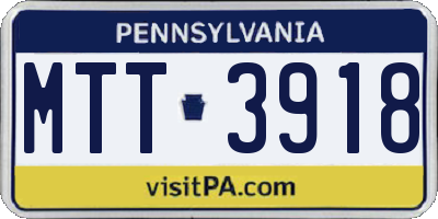 PA license plate MTT3918