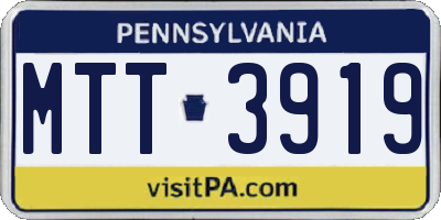 PA license plate MTT3919