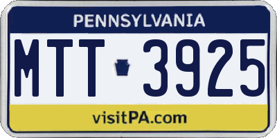 PA license plate MTT3925