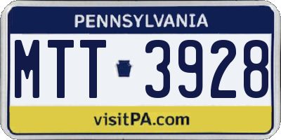 PA license plate MTT3928