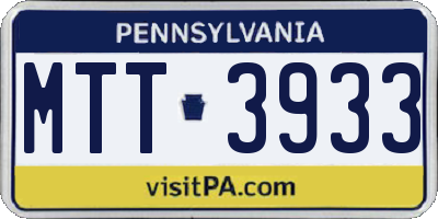 PA license plate MTT3933
