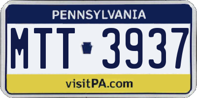 PA license plate MTT3937