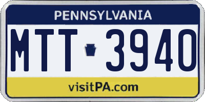 PA license plate MTT3940