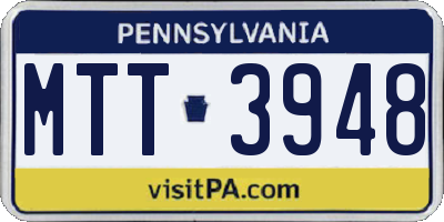 PA license plate MTT3948