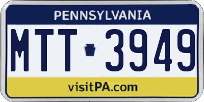PA license plate MTT3949