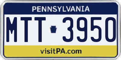 PA license plate MTT3950