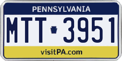 PA license plate MTT3951