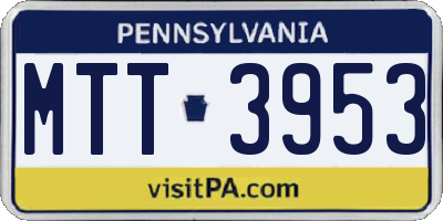 PA license plate MTT3953