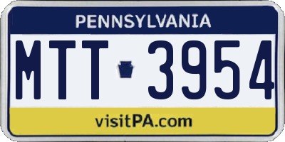 PA license plate MTT3954