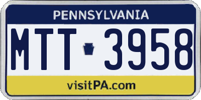 PA license plate MTT3958