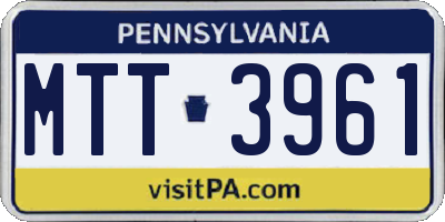 PA license plate MTT3961