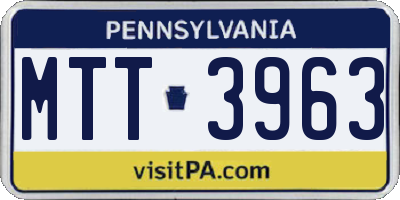 PA license plate MTT3963
