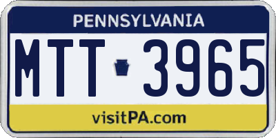 PA license plate MTT3965