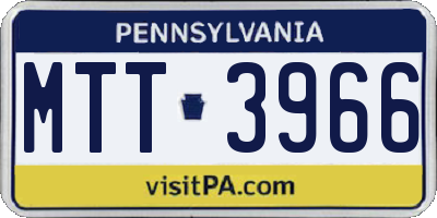 PA license plate MTT3966
