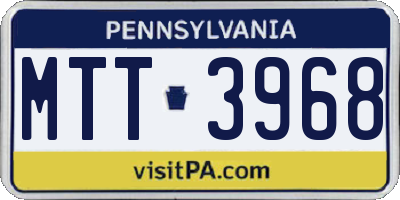 PA license plate MTT3968