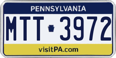 PA license plate MTT3972