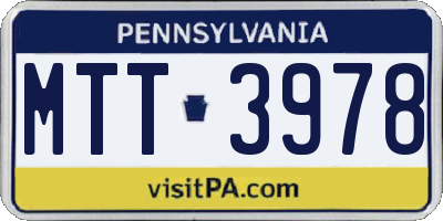PA license plate MTT3978