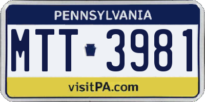 PA license plate MTT3981