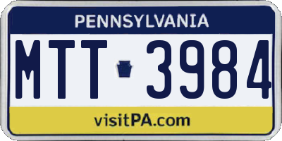 PA license plate MTT3984