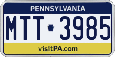 PA license plate MTT3985