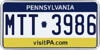 PA license plate MTT3986