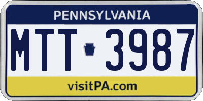PA license plate MTT3987