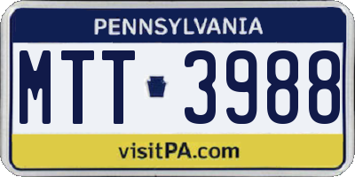 PA license plate MTT3988