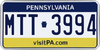 PA license plate MTT3994