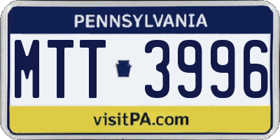 PA license plate MTT3996