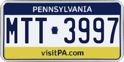 PA license plate MTT3997