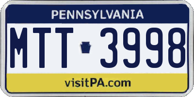 PA license plate MTT3998