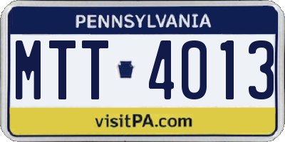 PA license plate MTT4013