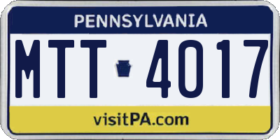 PA license plate MTT4017