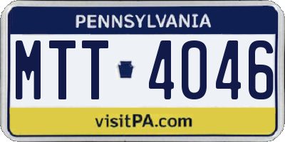 PA license plate MTT4046