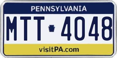 PA license plate MTT4048