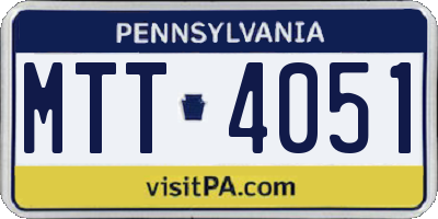 PA license plate MTT4051