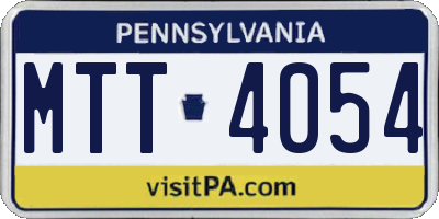 PA license plate MTT4054