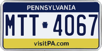 PA license plate MTT4067