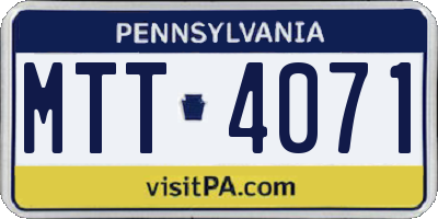 PA license plate MTT4071