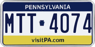 PA license plate MTT4074