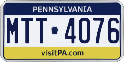 PA license plate MTT4076