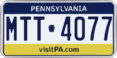 PA license plate MTT4077