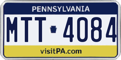 PA license plate MTT4084