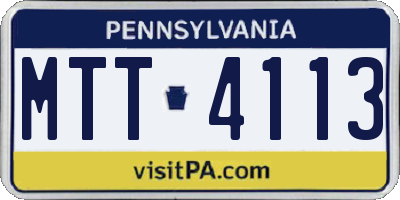 PA license plate MTT4113