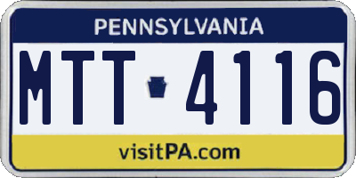 PA license plate MTT4116