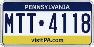 PA license plate MTT4118