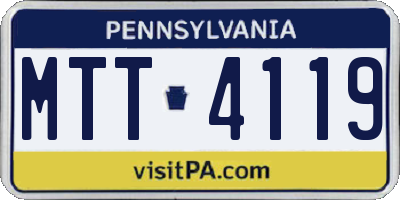 PA license plate MTT4119