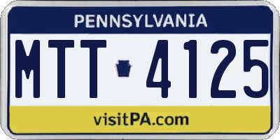 PA license plate MTT4125