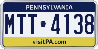 PA license plate MTT4138